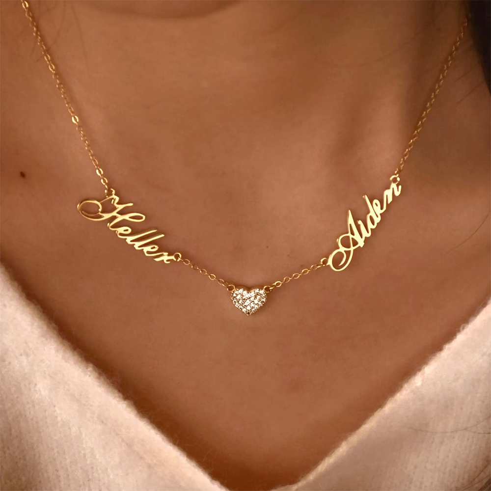 Name Necklace Custom - مخصص اثنين اسم قلادة للنساء عيد