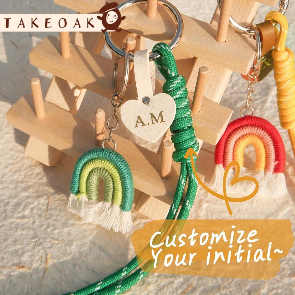 Monogram Keychain Leather - ميدالية مفاتيح ماكرامي مخصصة بتعليقة جلدية