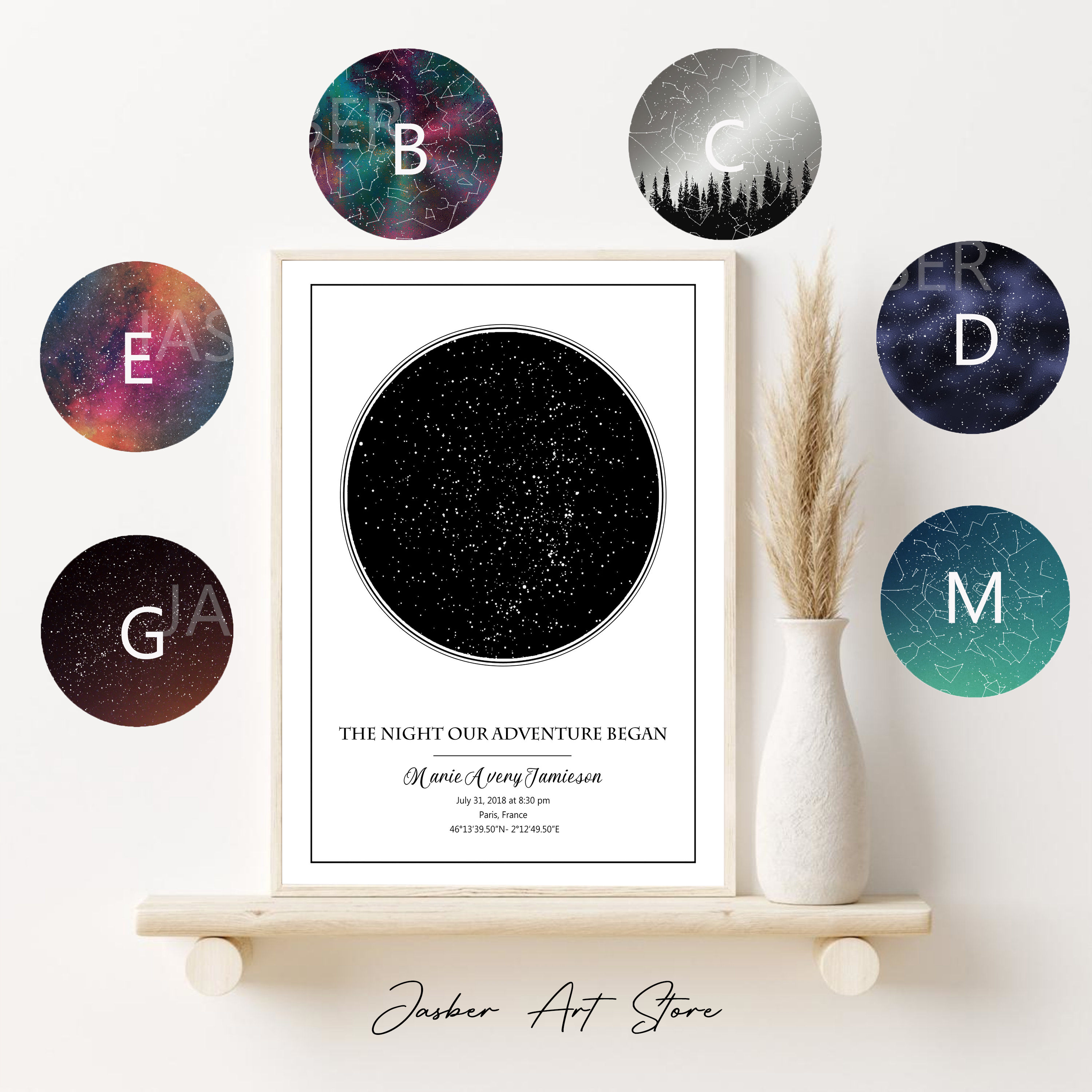 Custom Star Map - شخصية ستار خريطة المشارك الولادة الزواج