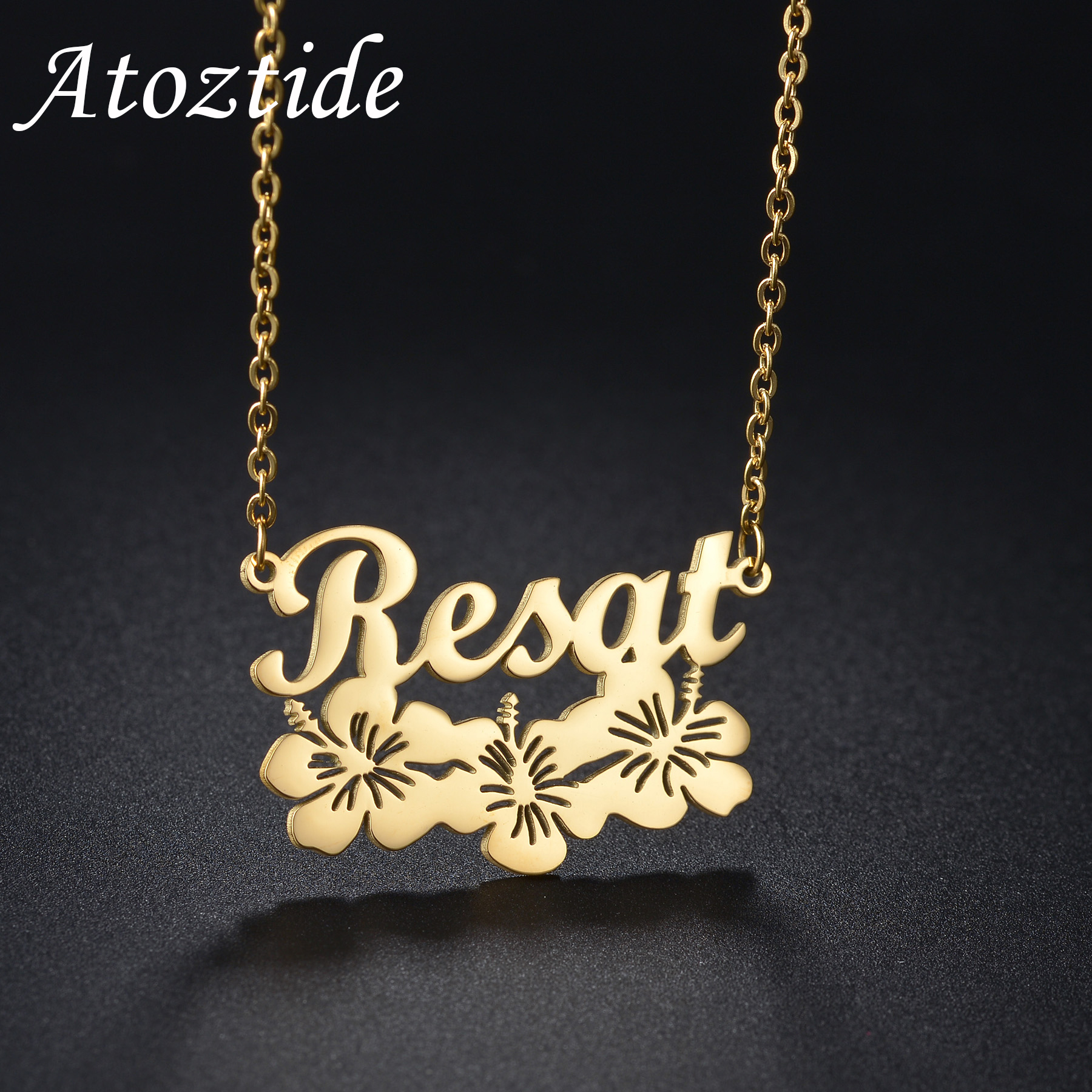 Birth Flower Necklace - Atoztide شخصية مخصصة النباتات اسم القلائد