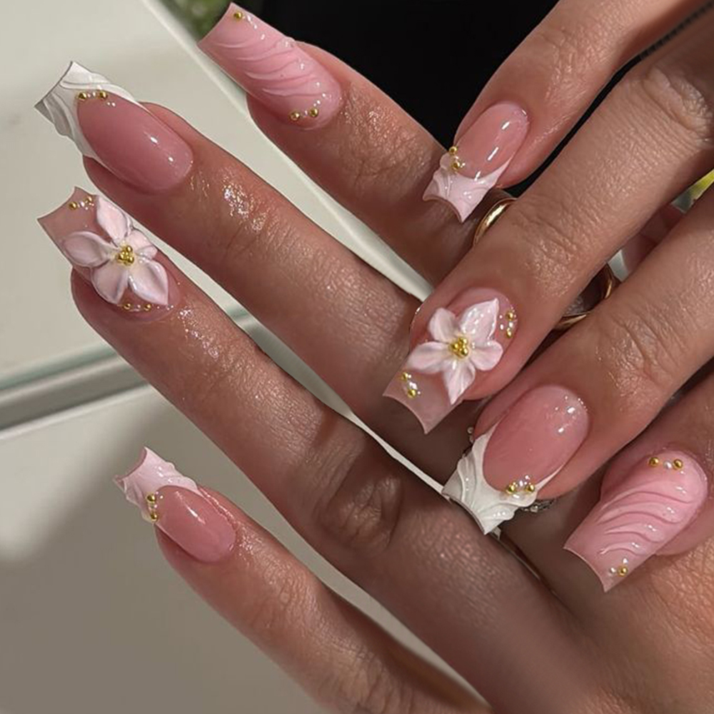 Pressed Flower Art - 24 قطعة في العلبة. أظافر صناعية