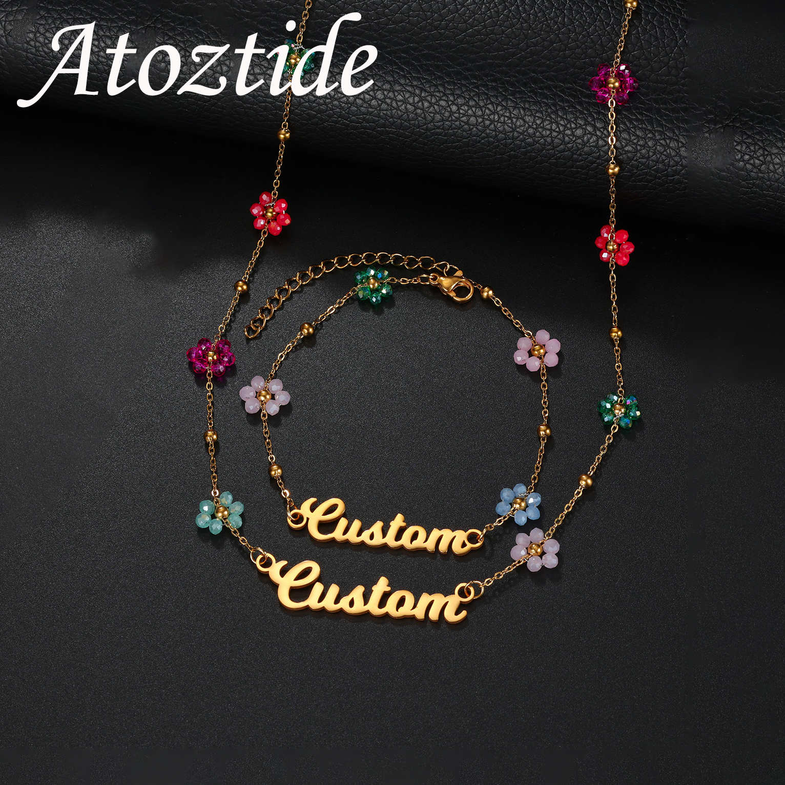 Birth Flower Necklace - مجموعة مجوهرات مخصصة بالاسم من Atoztide،