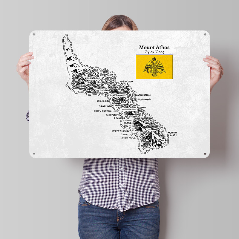 Custom Map Poster - ملصق خريطة جبل آثوس مرسومة يدويًا،