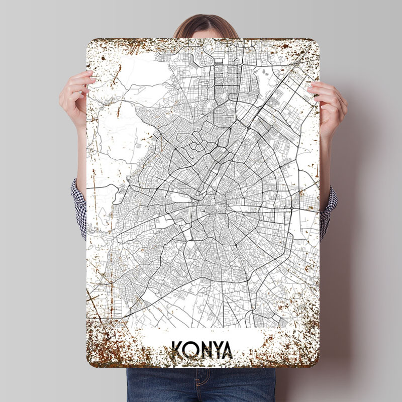 Custom Map Poster - كونيا خريطة المدينة صفيح تسجيل خريطة