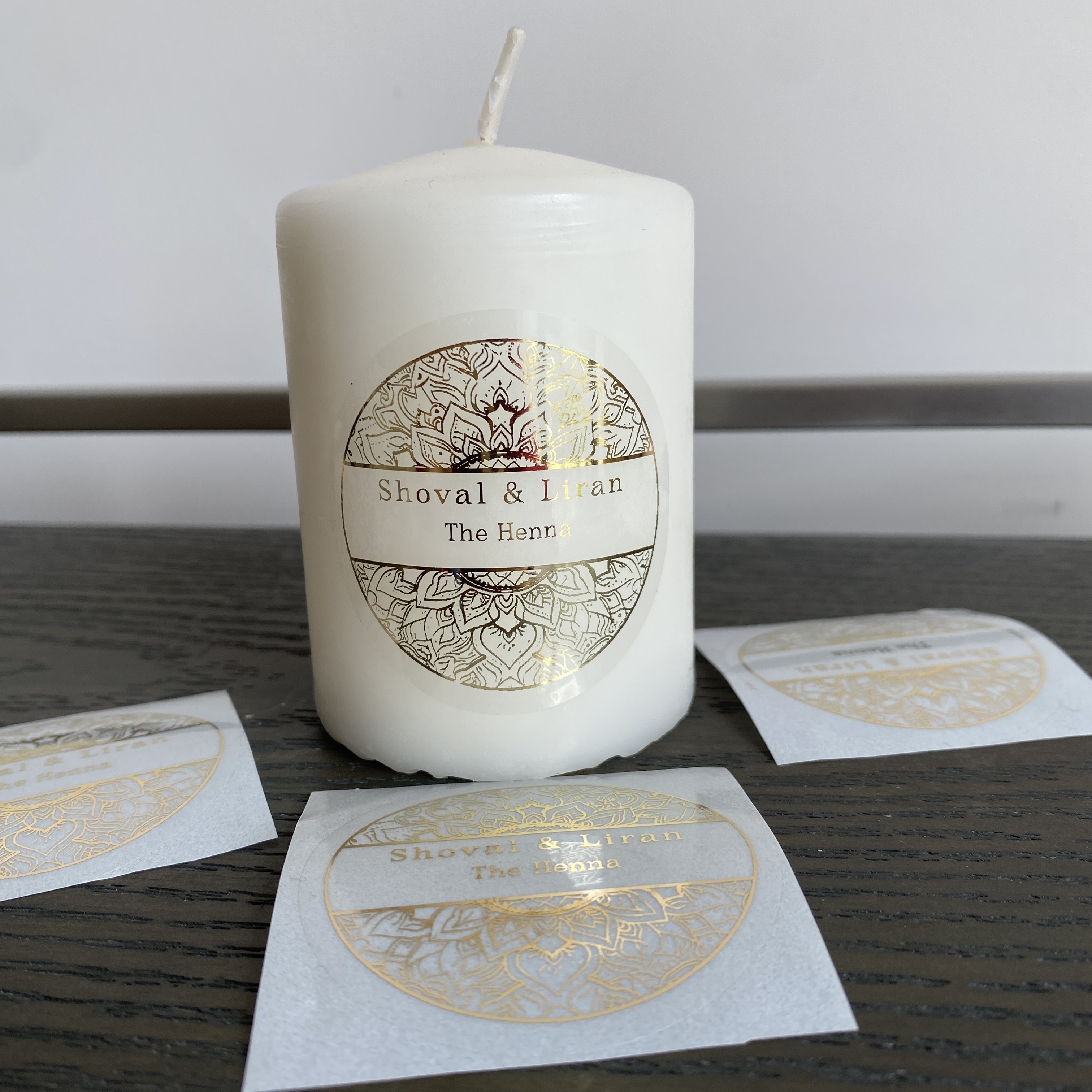 ملصقات شموع مخصصة ليوم الحناء، - مراجعة Personalised Candle Label وسعره