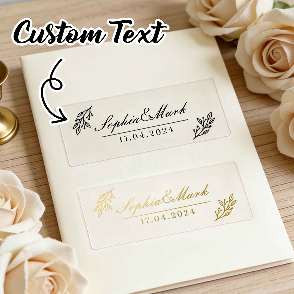 30-300 قطعة من ملصقات الزفاف ا - مراجعة Personalised Candle Label وسعره