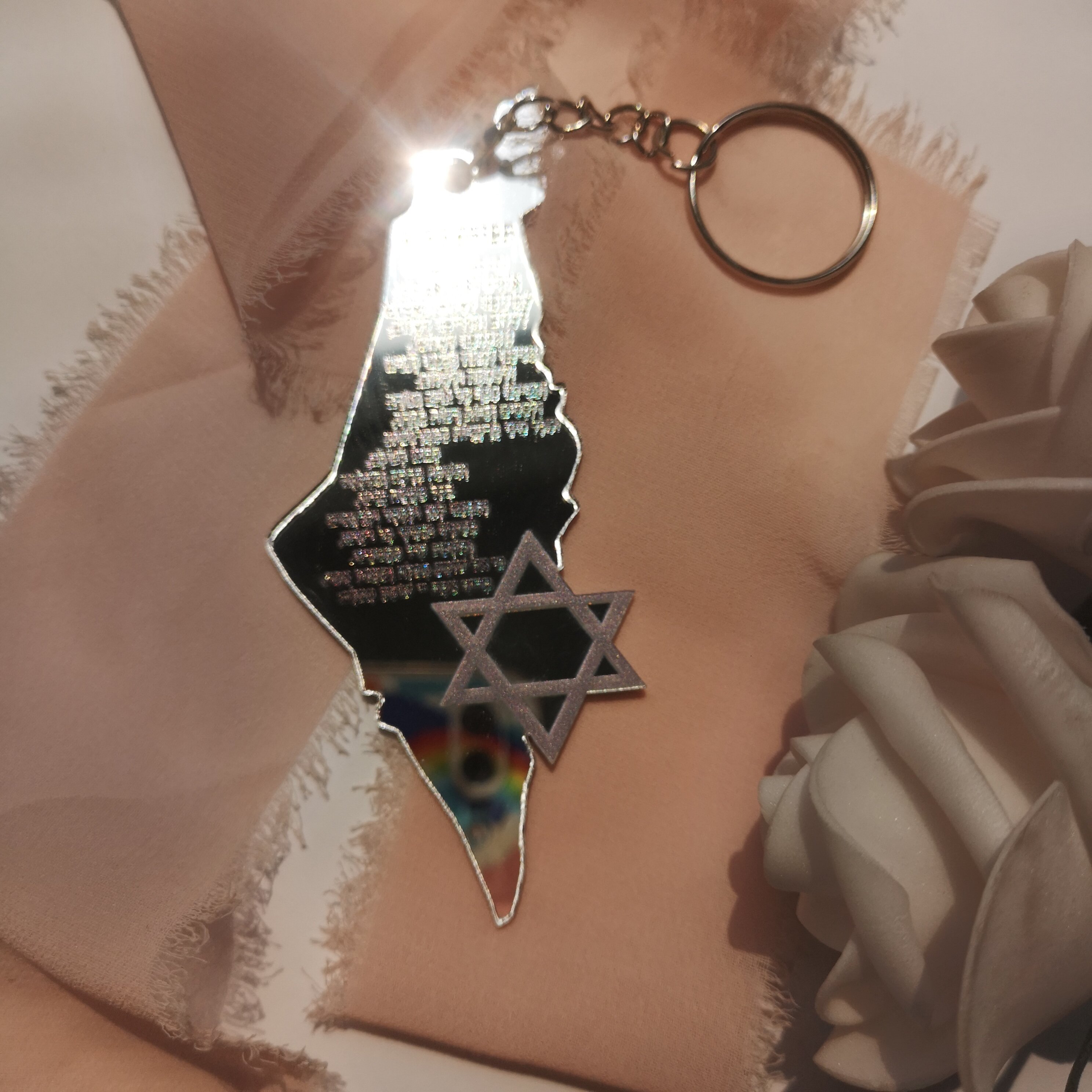 سلسلة مفاتيح فضة مرآة ، نجمة د - مراجعة Custom Star Map وسعره